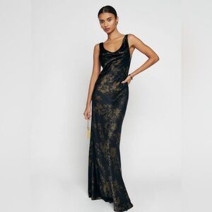 Reformation Annabelle Silk Dress in Night Garden - Size 0/2